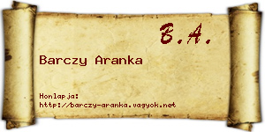 Barczy Aranka névjegykártya